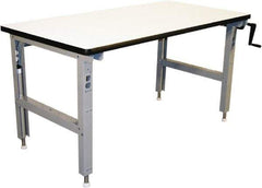 Proline - 60 Wide x 36" Deep x 42" High, Plastic Laminate Workbench - Adjustable Height Legs, Light Gray - Industrial Tool & Supply