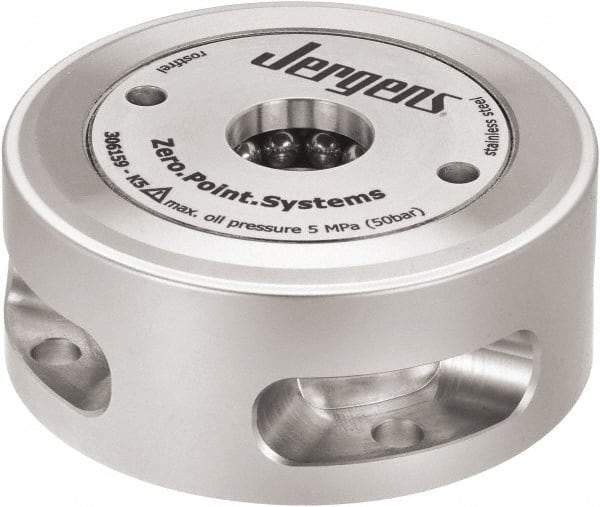 Jergens - ZPS Pneumatic CNC Quick Change Clamping Module - 1 Module Center, M15 Top Mount, 13 kN Retention Force, 8 bar (116 Lb/Sq In) Unlocking Pressure, 0.005mm Repeatability - Industrial Tool & Supply