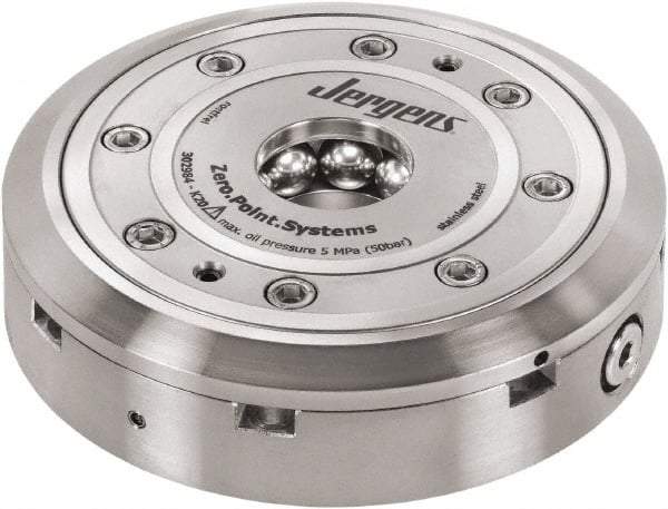Jergens - ZPS Hydraulic CNC Quick Change Clamping Module - 1 Module Center, M22 Top Mount, 25 kN Retention Force, 50 bar (725 Lb/Sq In) Unlocking Pressure, 0.005mm Repeatability - Industrial Tool & Supply