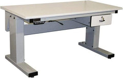 Proline - 60 Wide x 30" Deep x 42-1/2" High, Static Dissipative Workbench - Adjustable Height Legs, Light Gray - Industrial Tool & Supply
