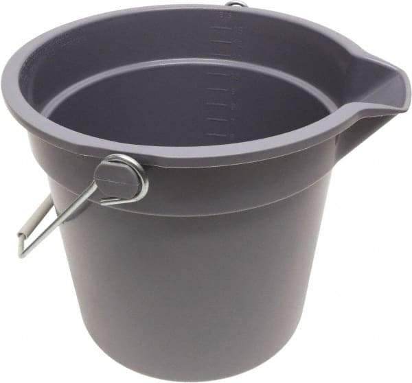 O-Cedar - 14 Qt, 11" High, Plastic Round Gray Single Pail with Pour Spout - Handle Included, 12" Top Diam - Industrial Tool & Supply