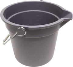 O-Cedar - 14 Qt, 11" High, Plastic Round Gray Single Pail with Pour Spout - Handle Included, 12" Top Diam - Industrial Tool & Supply