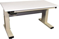 Proline - 60 Wide x 30" Deep x 42-1/2" High, Plastic Laminate Workbench - Adjustable Height Legs, Light Beige - Industrial Tool & Supply