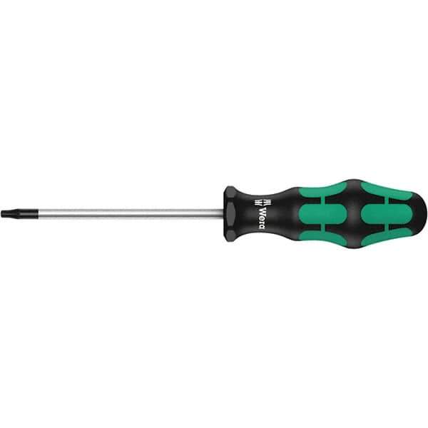 Wera - T8 Tamper Resistant Torx Driver - 2-3/8" Blade Length, 8-17/64" OAL, Ergonomic Handle, Chrome Plated Steel - Industrial Tool & Supply