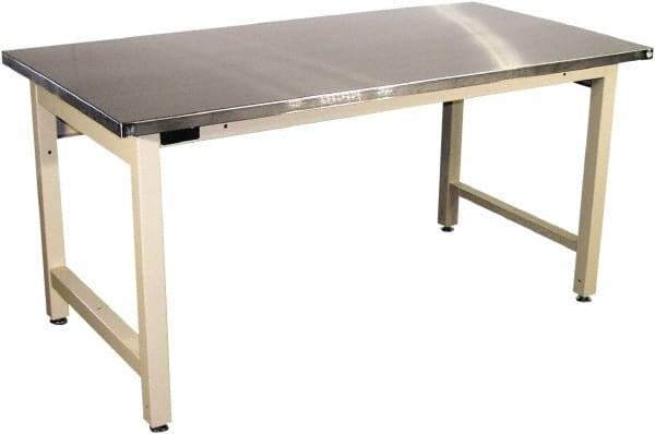 Proline - 60 Wide x 36" Deep x 36" High, Stainless Steel Workbench - Adjustable Height Legs, Beige - Industrial Tool & Supply