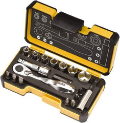 Felo - 18 Piece, 1/4" Drive Screwdriver Mini-Ratchet Bit Kit - #1 to #3 Phillips, 3/16, 1/4 & 9/32" Slotted - Industrial Tool & Supply