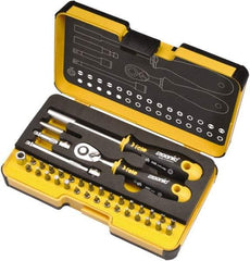 Felo - 36 Piece, 1/4" Drive Screwdriver Mini-Ratchet Bit Kit - #0 to #3 Phillips, 2 to 6mm Hex, T5 to T40 Torx, #1, #2 & #3 Pozidriv, 1/8, 5/32, 3/16, 7/32, 1/4 & 9/32" Slotted - Industrial Tool & Supply