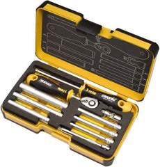 Felo - 10 Piece 1/4" Drive Chrome Finish Socket Set - 6 Points, 5.5mm to 13mm Range, Metric Measurement Standard - Industrial Tool & Supply