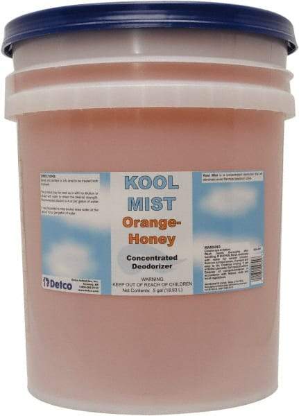 Detco - 5 Gal Pail Deodorizer - Liquid, Orange-Honey Scent, Concentrated, Environmentally Safe - Industrial Tool & Supply