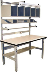 Proline - 72 Wide x 30" Deep x 36" High, Static Dissipative Workbench - Adjustable Height Legs, Light Gray - Industrial Tool & Supply