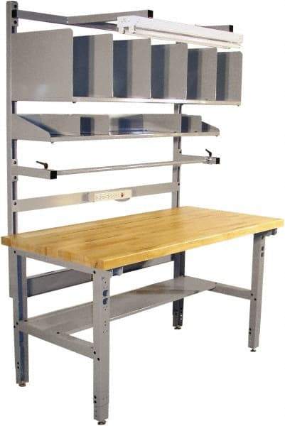 Proline - 72 Wide x 30" Deep x 36" High, Maple Workbench - Adjustable Height Legs, Light Gray - Industrial Tool & Supply