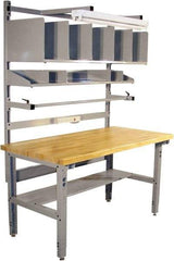 Proline - 72 Wide x 30" Deep x 36" High, Maple Workbench - Adjustable Height Legs, Light Gray - Industrial Tool & Supply