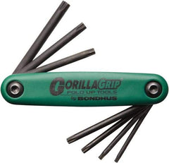 Bondhus - 7 Piece T7 to T25 Fold-Up Torx Key Set - 7, 8, 9, 10, 15, 20, 25 Torx Size - Industrial Tool & Supply