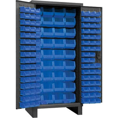 Durham - 132 Bin Storage Cabinet - Steel, 36" Wide x 24" Deep x 78" High, Gray - Industrial Tool & Supply