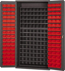 Durham - 208 Bin Storage Cabinet - Steel, 38" Wide x 26" Deep x 72" High, Gray - Industrial Tool & Supply