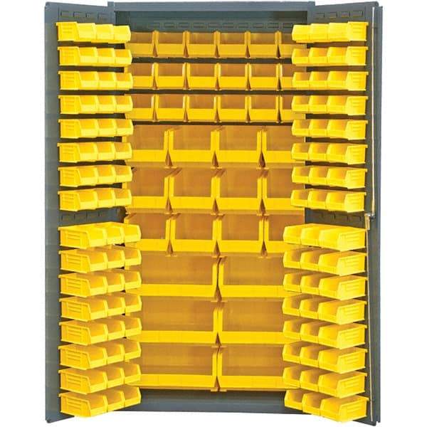 Durham - 132 Bin Storage Cabinet - Steel, 36" Wide x 24" Deep x 72" High, Gray - Industrial Tool & Supply