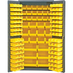 Durham - 132 Bin Storage Cabinet - Steel, 36" Wide x 24" Deep x 72" High, Gray - Industrial Tool & Supply