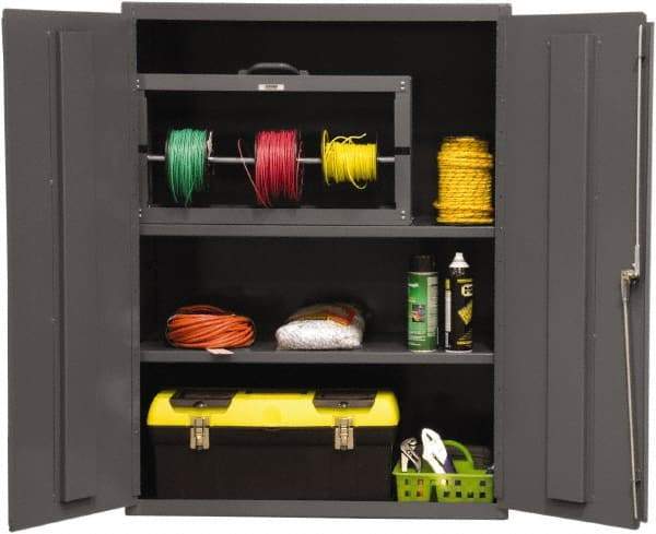 Durham - 2 Shelf Locking Storage Cabinet - Steel, 36" Wide x 18" Deep x 48" High, Gray - Industrial Tool & Supply