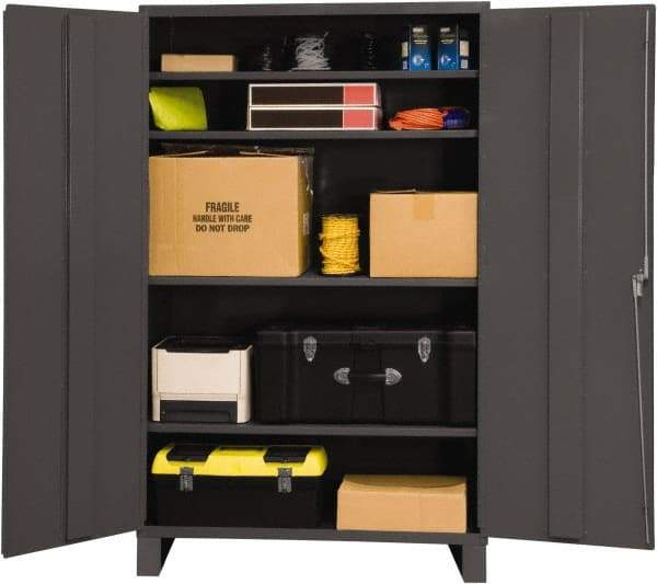 Durham - 4 Shelf Locking Storage Cabinet - Steel, 60" Wide x 24" Deep x 84" High, Gray - Industrial Tool & Supply