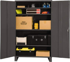 Durham - 4 Shelf Locking Storage Cabinet - Steel, 60" Wide x 24" Deep x 84" High, Gray - Industrial Tool & Supply