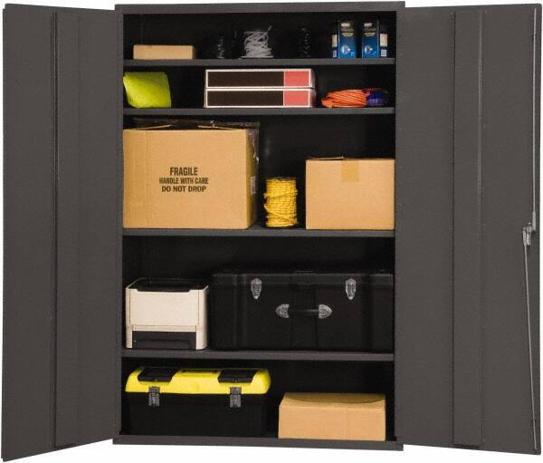 Durham - 4 Shelf Locking Storage Cabinet - Steel, 48" Wide x 24" Deep x 84" High, Gray - Industrial Tool & Supply