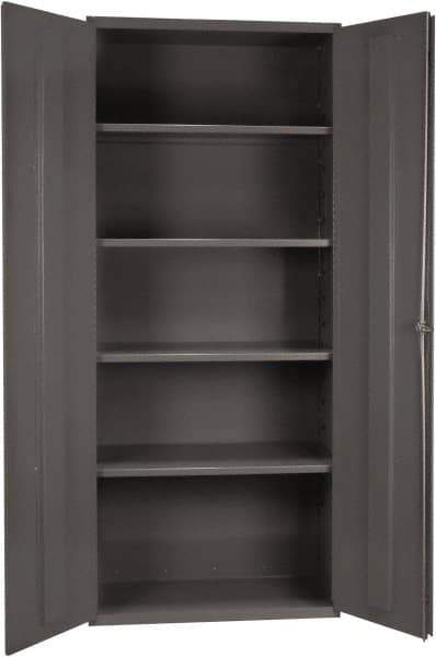 Durham - 4 Shelf Locking Storage Cabinet - Steel, 36" Wide x 24" Deep x 84" High, Gray - Industrial Tool & Supply
