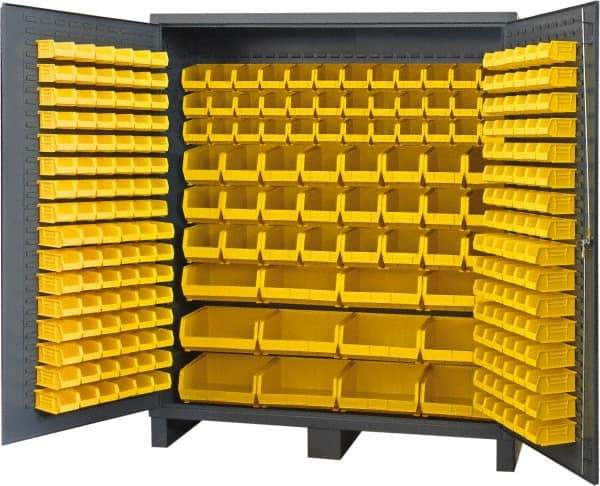 Durham - 264 Bin Storage Cabinet - Steel, 72" Wide x 24" Deep x 84" High, Gray - Industrial Tool & Supply