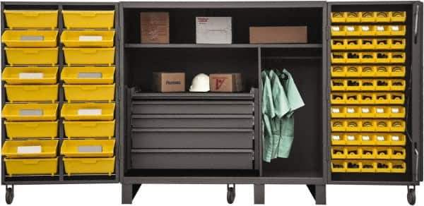 Durham - 2 Shelf 78 Bin Storage Cabinet - Steel, 36" Wide x 36" Deep x 60" High, Gray - Industrial Tool & Supply