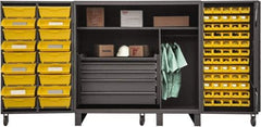 Durham - 2 Shelf 78 Bin Storage Cabinet - Steel, 36" Wide x 36" Deep x 60" High, Gray - Industrial Tool & Supply