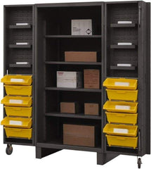 Durham - 10 Shelf 12 Bin Storage Cabinet - Steel, 36" Wide x 36" Deep x 78" High, Gray - Industrial Tool & Supply