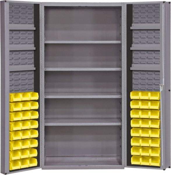 Durham - 10 Shelf 48 Bin Storage Cabinet - Steel, 36" Wide x 24" Deep x 72" High, Gray - Industrial Tool & Supply