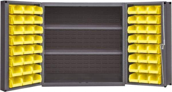 Durham - 2 Shelf 48 Bin Storage Cabinet - Steel, 36" Wide x 24" Deep x 36" High, Gray - Industrial Tool & Supply