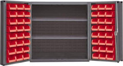 Durham - 2 Shelf 48 Bin Storage Cabinet - Steel, 36" Wide x 24" Deep x 72" High, Gray - Industrial Tool & Supply