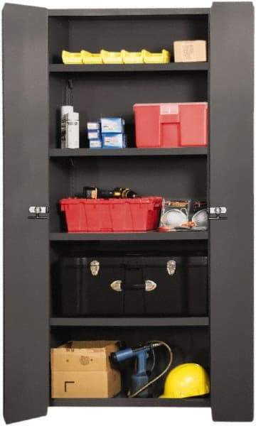 Durham - 4 Shelf Locking Storage Cabinet - Steel, 36" Wide x 20" Deep x 84" High, Gray - Industrial Tool & Supply
