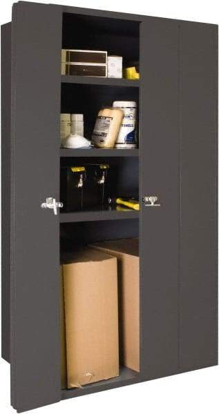 Durham - 3 Shelf Locking Storage Cabinet - Steel, 36" Wide x 20" Deep x 72" High, Gray - Industrial Tool & Supply