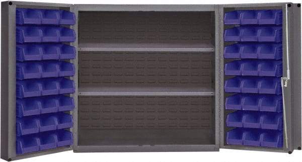 Durham - 2 Shelf 48 Bin Storage Cabinet - Steel, 36" Wide x 24" Deep x 72" High, Gray - Industrial Tool & Supply