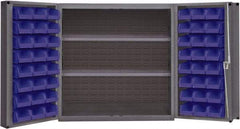 Durham - 2 Shelf 48 Bin Storage Cabinet - Steel, 36" Wide x 24" Deep x 72" High, Gray - Industrial Tool & Supply