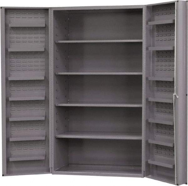 Durham - 4 Shelf Locking Storage Cabinet - Steel, 48" Wide x 24" Deep x 72" High, Gray - Industrial Tool & Supply