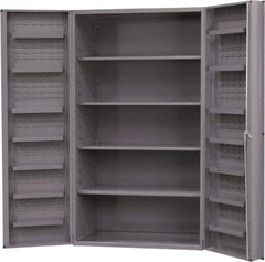 Durham - 4 Shelf Locking Storage Cabinet - Steel, 48" Wide x 24" Deep x 72" High, Gray - Industrial Tool & Supply