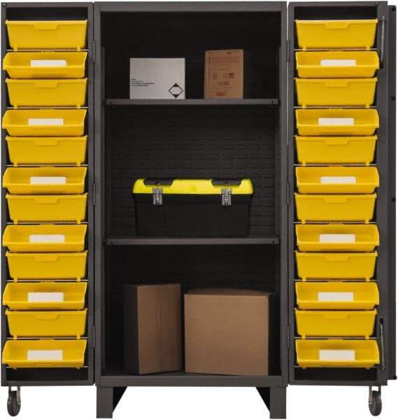 Durham - 2 Shelf 24 Bin Storage Cabinet - Steel, 36" Wide x 36" Deep x 78" High, Gray - Industrial Tool & Supply