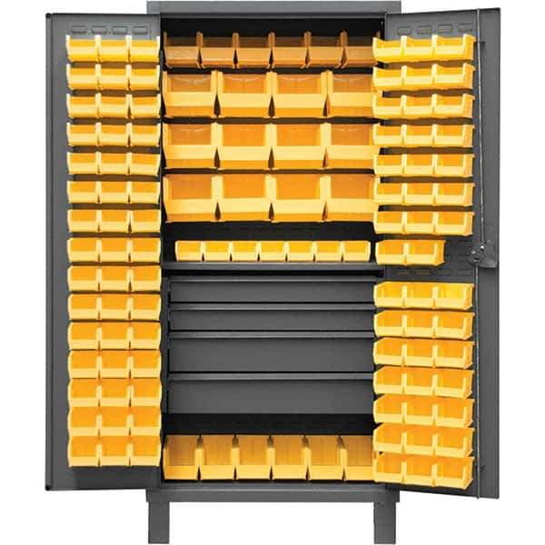 Durham - 1 Shelf 120 Bin Storage Cabinet - Steel, 36" Wide x 24" Deep x 78" High, Gray - Industrial Tool & Supply