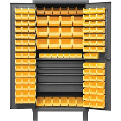 Durham - 1 Shelf 120 Bin Storage Cabinet - Steel, 36" Wide x 24" Deep x 78" High, Gray - Industrial Tool & Supply