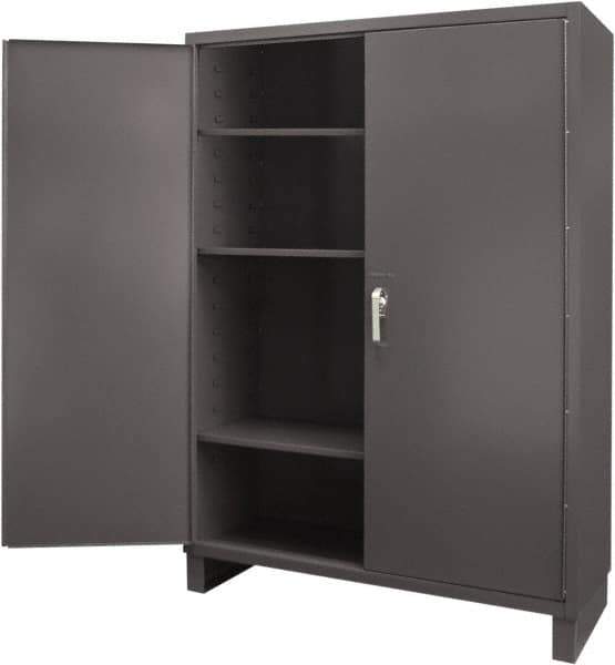 Durham - 3 Shelf Locking Storage Cabinet - Steel, 60" Wide x 24" Deep x 84" High, Gray - Industrial Tool & Supply