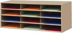 Durham - 38" Wide x 18" High x 16" Deep Steel Literature Holder - 12 Compartments, Tan, 11" Wide x 3" High x 11-5/8" Deep Compartment - Industrial Tool & Supply