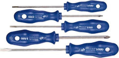 Felo - 5 Piece Phillips & Slotted Screwdriver Set - Bit Sizes: Philips #1 to #2, Comes in Cardboard/Plastic Window - Industrial Tool & Supply