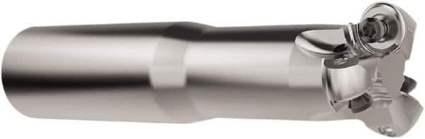 Seco - 1-1/4" Cutting Diam, 1" Shank Diam, 6mm Max Depth of Cut, Weldon Indexable Copy End Mill - 3 Inserts, RNMU12.. Insert, R217.28 Toolholder, Steel, Through Coolant - Industrial Tool & Supply