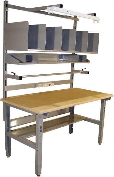 Proline - 72 Wide x 30" Deep x 36" High, Coated MDF Workbench - Adjustable Height Legs, Light Gray - Industrial Tool & Supply