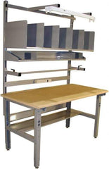 Proline - 72 Wide x 30" Deep x 36" High, Coated MDF Workbench - Adjustable Height Legs, Light Gray - Industrial Tool & Supply