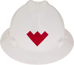 MSA - ANSI Type I, Class E Rated, 4-Point, Ratchet Adjustment Hard Hat - Size 6-1/2 to 8, White, Full Brim, Weatherford - Industrial Tool & Supply