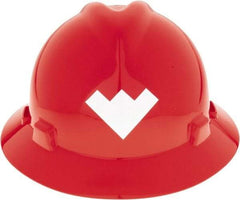 MSA - ANSI Type I, Class E Rated, 4-Point, Ratchet Adjustment Hard Hat - Size 6-1/2 to 8, Red, Full Brim, Weatherford - Industrial Tool & Supply